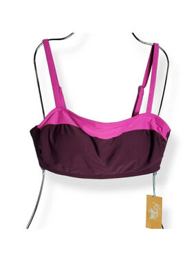 Kona Sol Colorblock Bandeau Bikini Top Large